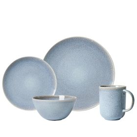 Blue Round Stoneware 16-Piece Dinnerware Set