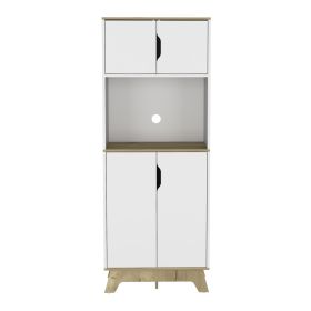 Microwave Tall Cabinet Wallas, Kitchen, Light Oak / White