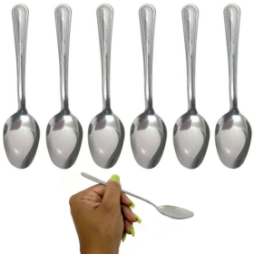 6 Pc Stainless Steel Dinner Spoons Flatware Set Soup Silverware Cutlery Utensil