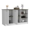 Kitchen Island Teramo, Kitchen, White / Dark Brown