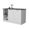 Travis White and Onyx Double Door Cabinets Kitchen Island