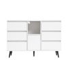 Living Room Sideboard Storage Cabinet White High Gloss with LED Light, Modern Kitchen Unit Cupboard Buffet Wooden Storage Display Cabinet