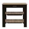 DEPOT E-SHOP Delos 40 Kitchen Island, Two Shelves, One Drawer, Four Legs, Black / Light Oak