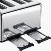 Toaster 4 Slice;  Geek Chef Stainless Steel Extra-Wide Slot Toaster with Dual Control Panels of Bagel/Defrost/Cancel Function(Sliver-Black)