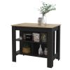 Rockaway 3-Shelf Kitchen Island Black Wengue and Light Oak