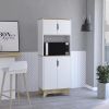 Microwave Tall Cabinet Wallas, Kitchen, Light Oak / White