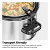 6 Qt. Slow Cooker w/ Locking Lid and Three Heat Settings - Stainless Steel