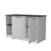 Travis White and Onyx Double Door Cabinets Kitchen Island