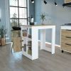 DEPOT E-SHOP Masset Kitchen Island with Side Shelve and Push to open Cabinet , White / Macadamia