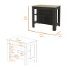 Rockaway 3-Shelf Kitchen Island Black Wengue and Light Oak