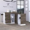 Laurel 3-Drawer L-Shaped Convertible Kitchen Island White and Dark Walnut