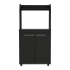 DEPOT E-SHOP Lucca Kitchen Cart, Double Door Cabinet, One Open Shelf, Two Interior Shelves, Black