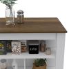 DEPOT E-SHOP Delos Kitchen Island, Four Legs, Three Shelves, White / Walnut