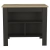 Rockaway 3-Shelf Kitchen Island Black Wengue and Light Oak