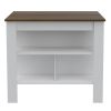 Cala Kitchen Island; Four Legs; Three Shelves -White / Walnut