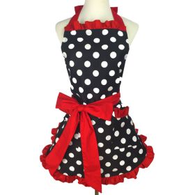 1pc Cute Apron, Retro Polka Dot Aprons, Ruffle Side Vintage Cooking Aprons With Pockets, Adjustable Kitchen Aprons For Women Girls, Waitress Chef (Color: Big Red Dot Red Lace)