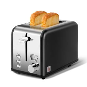 2-Slice Toaster with 1.5 inch Wide Slot, 5 Browning Setting and 3 Function: Bagel, Defrost & Cancel, Retro Stainless-Steel Style (Color: as Pic)