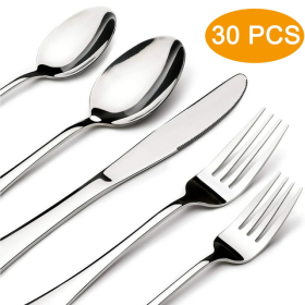 Silverware Sets, 30 Pieces Stainless Steel Flatware Set, Utensils Set Service for 6, Tableware Cutlery Set for Home and Restaurant (Brand: GPED)