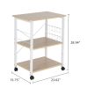 Baker's Rack 3-Tier Kitchen Utility Microwave Oven Stand Storage Cart Workstation Shelf(Vintage Board Top Black Metal Frame) RT